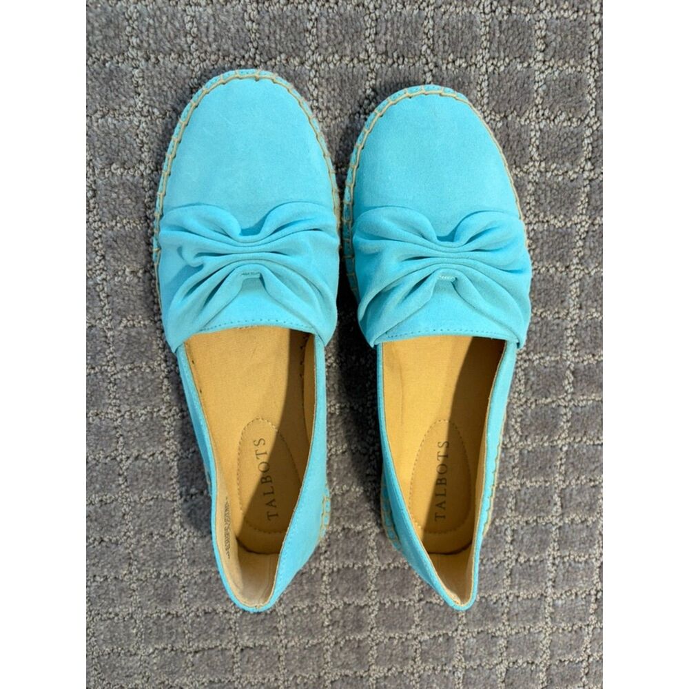 Talbots 6 1/2 M Espadrille Flat Shoes NIB Aqua Breeze blue Izzy Cinched